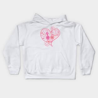 2 Pink Cute Bunnies in Love Kids Hoodie